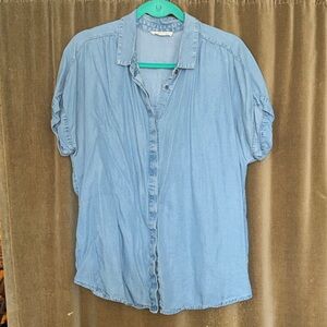 beachlunchlounge Light Blue Denim Top